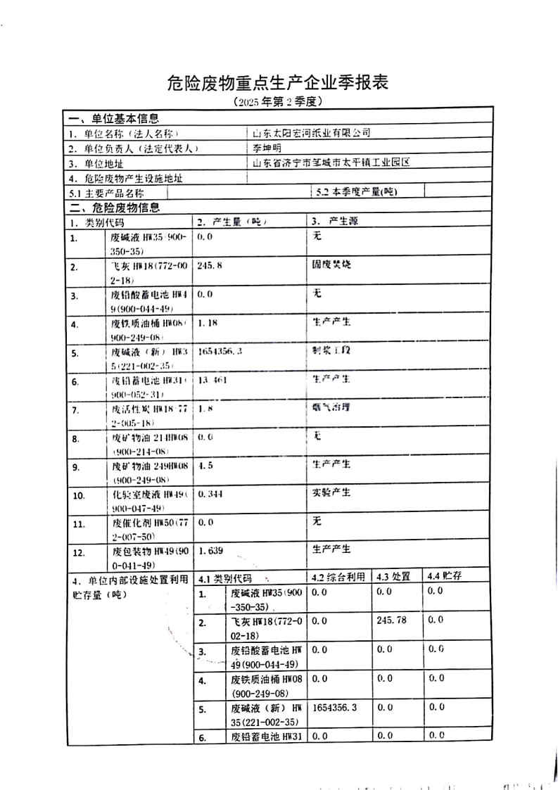 2025年星空体育官方登录入口宏河纸业危险废物第二季度报表_Page1.jpg