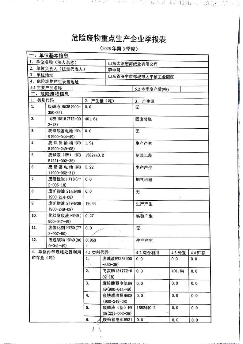 2025年星空体育官方登录入口宏河纸业危险废物第三季度报表_Page1.jpg